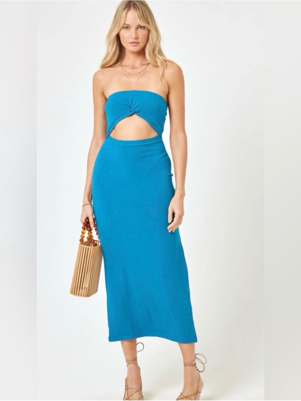 L*space “Kierra”  Strapless Cutout Midi Dress - Color- Mediterranean. NWT Small
